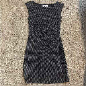 LOFT Black and White Ruched Sheath Mini Dress
